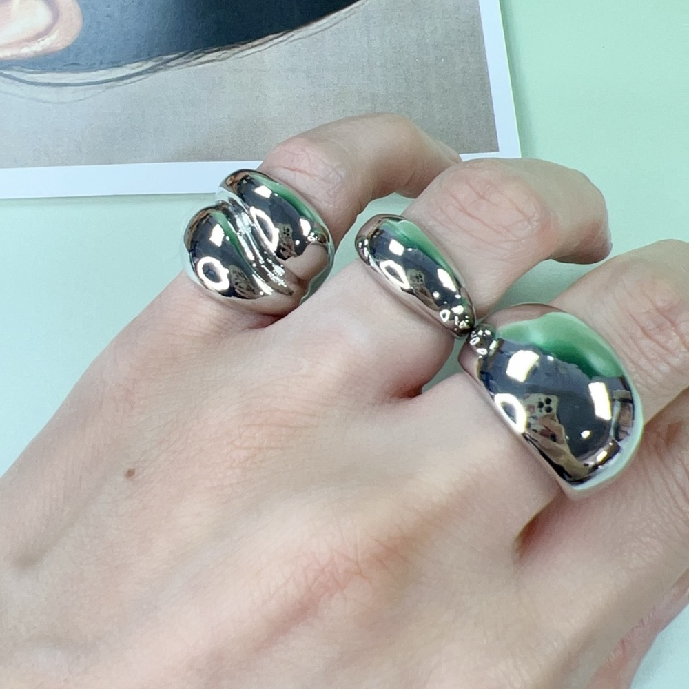 Chunky Silver Rings Set